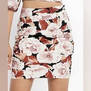 Express Cream and Black Floral Skirt